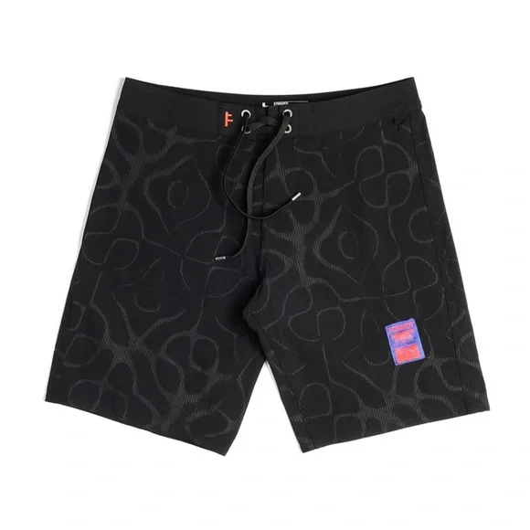 NWT Former Merchandise Men Radio Wave Swim Trunk Shorts Black Size 38 - Picture 1 of 11